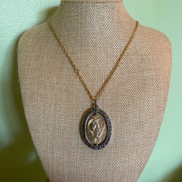 Double Sided Silver and Gold Angel Pendant - Picture 2 of 8